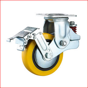 VI-D1-PUY-PTBK Spring Loaded Swivel Caster Wheels with Brake